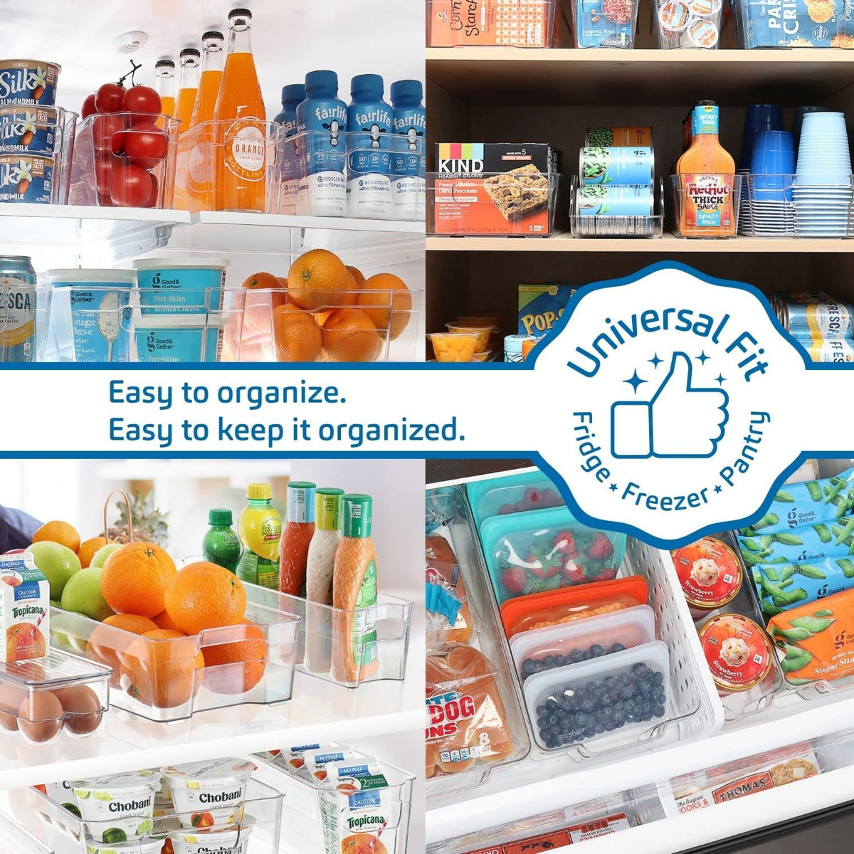 Acrylic Fridge Bins Food Storage Containers (Set of 14)